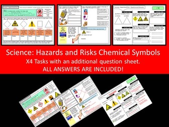 Science Cover Worksheet/Cover Work: Hazards and Risks relating to Chemical Symbols