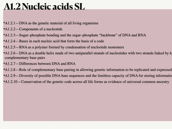 NEW IB Biology UNIT 1.2 Nucleic Acids