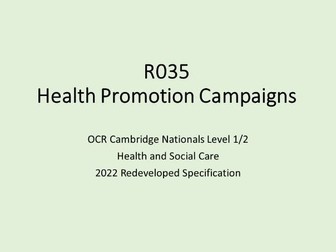 R035 OCR Cambridge Nationals Health and Social Care
