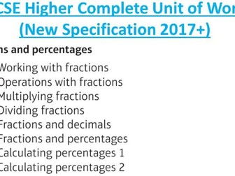 GCSE Higher (Unit 4): Fractions and Percentages