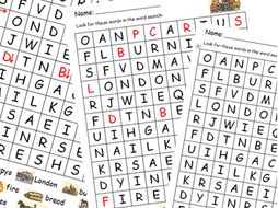 Great Fire of London - differentiated wordsearch