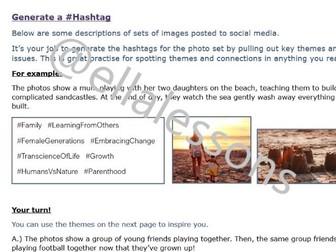 Generate a #Hashtag - Part 1 - Themes in Literature - UKS2,KS3 Comprehension