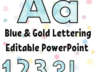 Editable Blue & Gold Display Lettering