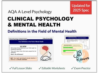 CLINICAL PSYCHOLOGY: DEFINITIONS IN THE FIELD  | AQA A-Level Psychology (Updated for Sept 2025)