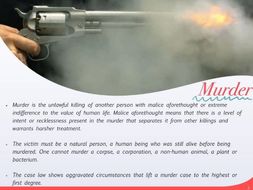 Homicide in Criminal Law ~ Murder Manslaughter + Quiz + Flashcards ~ 68 Slides