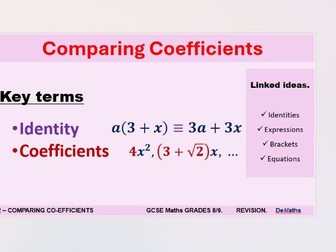 Comparing Coefficients - Revision for Grades 8/9 - PDF