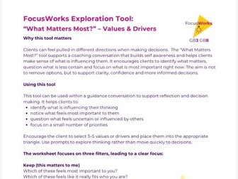KS4 Careers Decision Tool: What Matters Most | CEIAG Guidance Worksheet