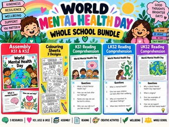 World Mental Health Day Whole School Bundle | Assembly, Comprehensions & Colouring | Updated for 2026-27