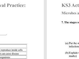 KS3 Activate Biology – Retrieval Practice: Microbes and Disease with answers