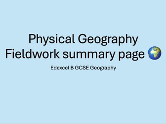 GCSE Geography fieldwork summary sheet