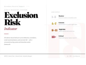 Exclusion Risk Indicator | Secondary School | Early Warning System | SEMH | Pastoral | SENCO