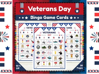 Veterans Day Bingo Game Cards : Honoring Service with Patriotic Game Cards