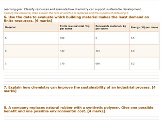 AQA GCSE Chemistry Complete Worksheets & Answers