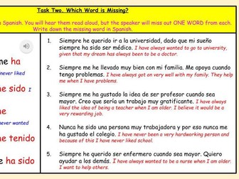 GCSE Spanish H Revision: Perfect Tense