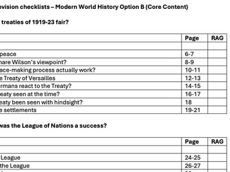 Revision Checklist - iGCSE Modern World History - Option B Core Content