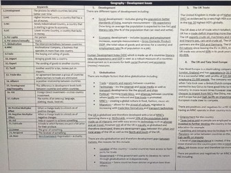 Development Issues Knowledge Organiser