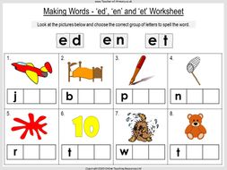 Making Words - 'ed', 'en' and 'et' | Teaching Resources