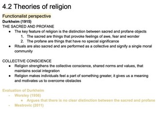 A-level AQA Sociology Beliefs in Society condensed notes