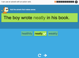 I can use an adverb with an action verb - Interactive Activity - Year 2 Spag