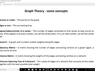 A level maths Decision 1 on graph theory including definition for some concepts  and a quiz
