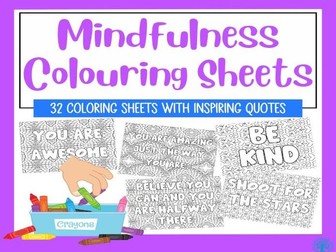 Mindfulness colouring with positive quotes