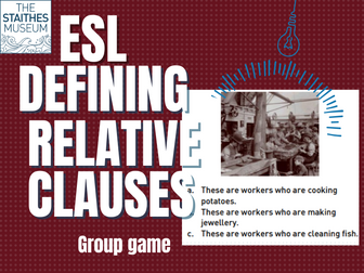 Yorkshire coast history defining relative clauses activity for ESL