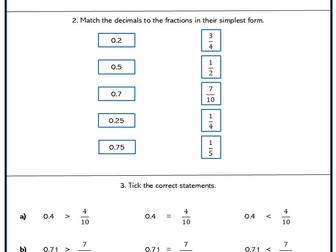 Decimals as Fractions Core