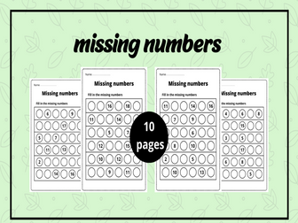 Missing Numbers Worksheets 1-20