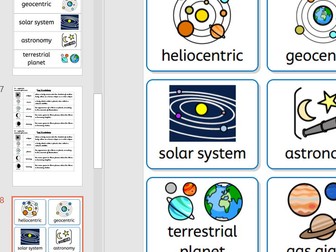 Year 5 Earth and Space widgit Vocabulary