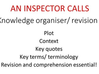 An Inspector Calls ultimate KO knowledge organiser revision mat comprehension