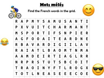 KS3 French personality wordsearch