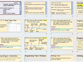 Programming Python Lessons OCR GCSE  Computer Science (whole term of work)