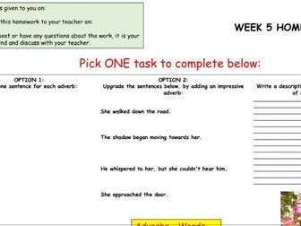 KS3 English Homework - Full Term