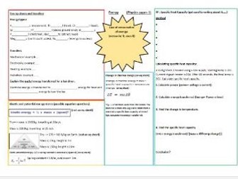 AQA foundation physics paper 1 energy crib sheet