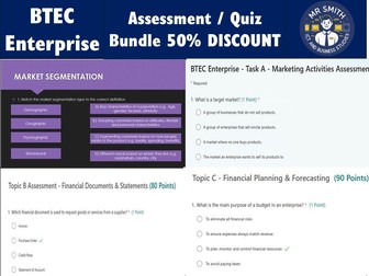 50% DISCOUNT! - BTEC Enterprise - Assessment/Quiz Bundle