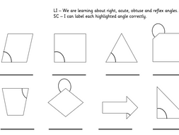 Angle Labelling (acute, reflex, obtuse, right) | Teaching Resources