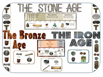 The Stone Age, Bronze Age and Iron Age display pack: Posters headings timelines banners headings