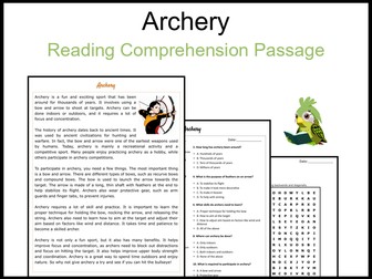 Archery Reading Comprehension and Word Search