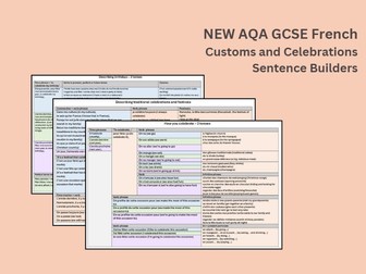 New AQA GCSE French Customs and Celebrations Sentence Builders