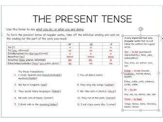 Spanish Regular Present Tense