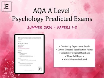 Summer 2024 AQA A Level Psychology Predicted Exams - Papers 1-3