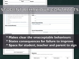 Student Behaviour Contract | Classroom Behaviour Contract | PDF Printable