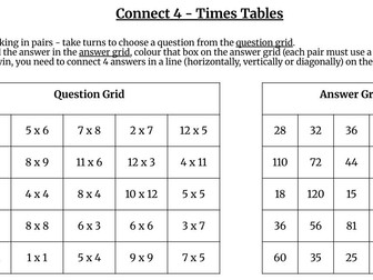 Connect 4 - Times Tables