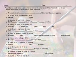 Art Forms Missing Words to Sentences Worksheet And Answer Key