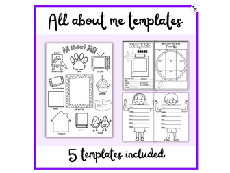 All about Me: Meet the teacher templates