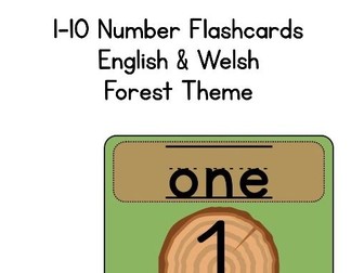 1-10 Number Cards English and Welsh (Forest theme)