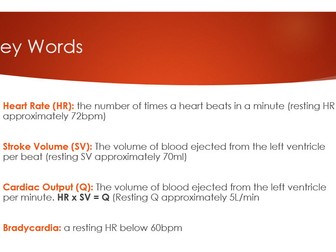 Heart Rate, Stroke Volume and Cardiac Output Lesson - A-Level