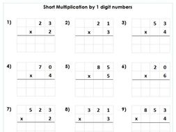 year 3 4 short multiplication by 1 digit numbers four