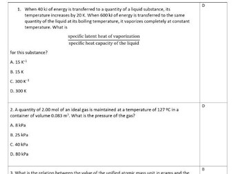 IB Physics Topic 3 - Thermal PONG