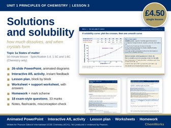 Edexcel IGCSE Chemistry Unit 1 – Principles of Chemistry: Lesson 3, Solutions and Solubility